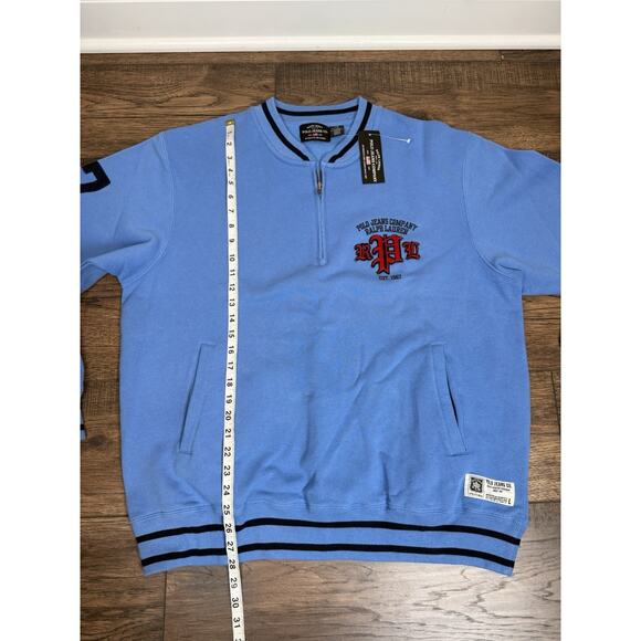 NWT Polo Jeans Ralph Lauren Sweatshirt Mens 1/4 Zip Blue Vintage Embroidered L - Picture 8 of 10